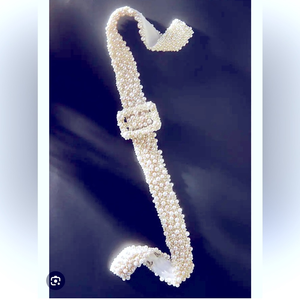 BHLDN Hand-beaded pearl belt: Glittering with pearls this accentuates the waist